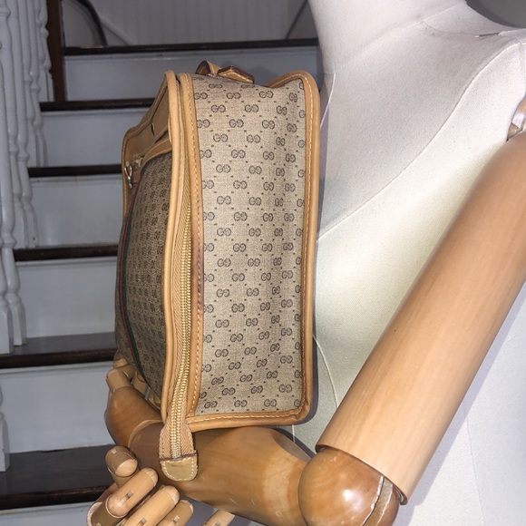 GUCCI Micro GG Sherry Line Top Handle Travel Case Shaving Kit Leather Lining VTG - Picture 6 of 16